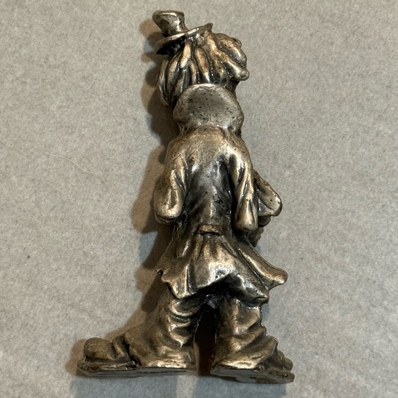 Hobo Circus Clown Solid Pewter Silver Tone Metal Figurine Accordion Red Nose EUC - Picture 3 of 4